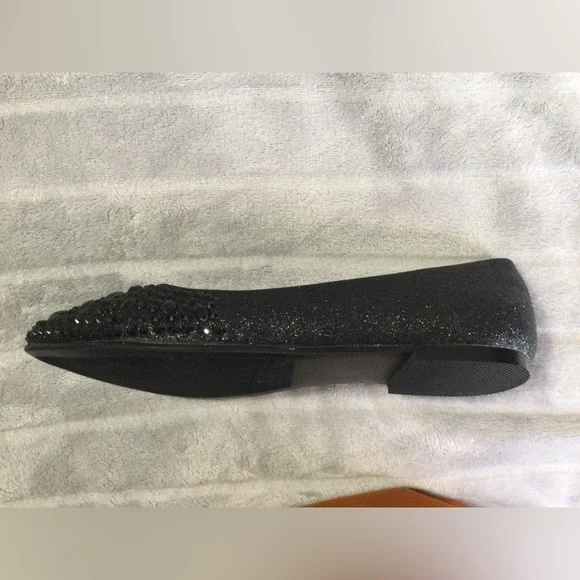 Lauren Lorraine Black Embellished Pointed Toe Ballet Flats Size 8 - Picture 6 of 11